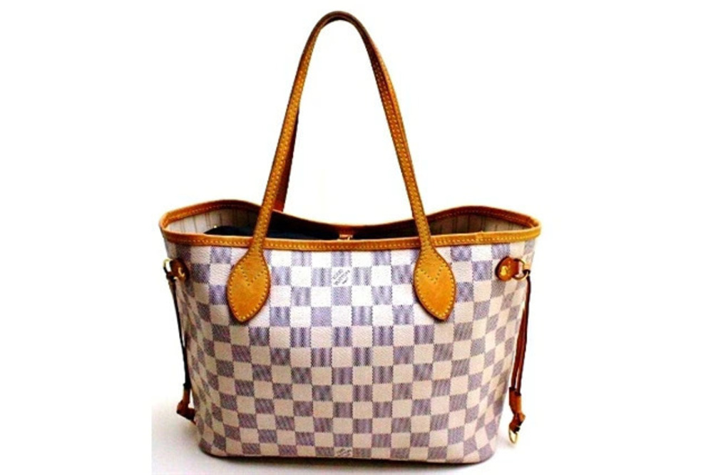 LOUIS VUITTON Neverfull Shoulder Bag Damier Azur White
